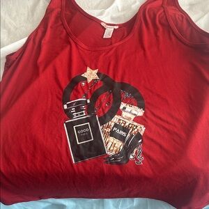 Red Tank Top with Paris Graphic and bottoms